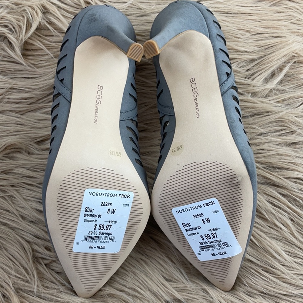 BCBGeneration Gray Scalloped Cut-Out Heels - Picture 4 of 6
